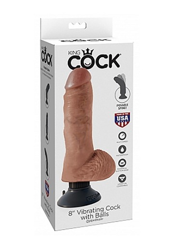 DILDO KING COCK STRAPON Z JAJKAMI WIBRACJAMI 15CM