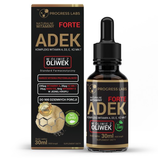 Witamina ADEK A, D3, E, K2 MK-7 w Kroplach 30 ml