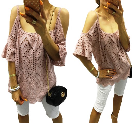 ITALY BOHO STYLE _ BLUZKA RIMINI RÓŻ HAFTY S-L %%%
