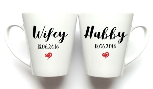 2 KUBKI WIFEY/HUBBY kubek ślub Prezent na ślub