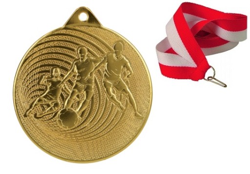 MEDAL ZŁOTY PIŁKA NOŻNA DUŻY 70MM + WSTĄŻKA GRATIS