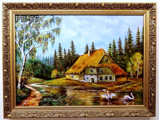 PEJZAŻ 80X60 CM OBRAZ W ZŁOTEJ RAMIE