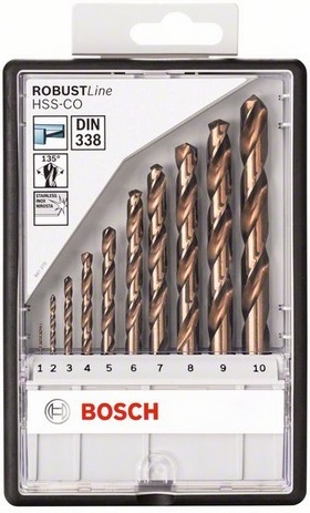 SET 10 WIERTEŁ DO METALU HSS-CO ROBUST LINE BOSCH