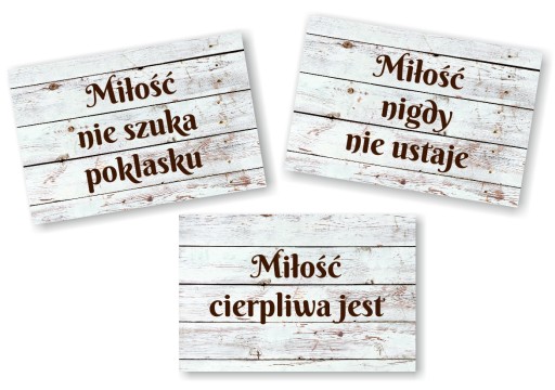 ZESTAW 12 TABLICZEK HYMN O MIŁOŚCI ŚLUB jasne