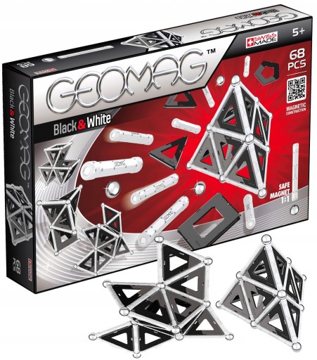 Klocki MAGNETYCZNE geomag black&white 68 el.