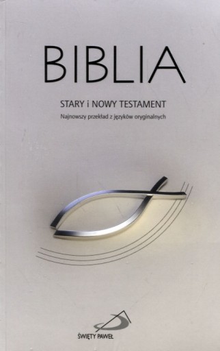 Biblia z rybką szara Stary i Nowy Testament