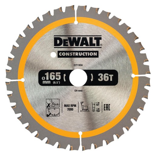 Tarcza DeWalt do drewna 165mm