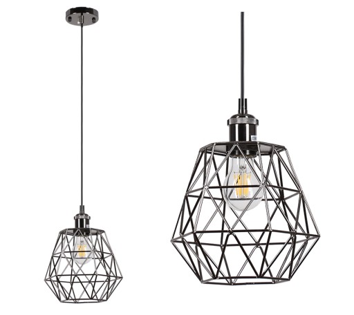 Lampa sufitowa wisząca Diament klatka Loft E27 LED