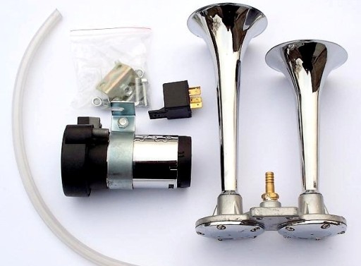 СИГНАЛ ТРУБИ ФАНФАРИ ПОВІТРЯ ПОДВІЙНИЙ ГУЧНИЙ 12V ХРОМ