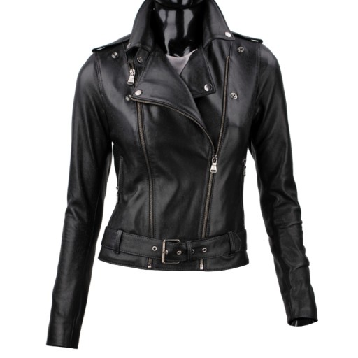 Čierna Ramoneska Dámska kožená bunda najvyššej kvality DORJAN JUD450 L