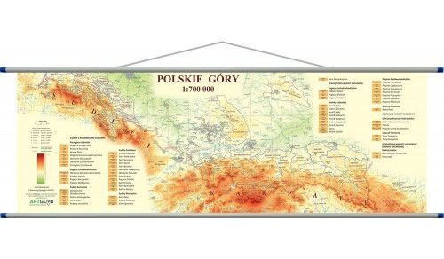 góry polski mapa POLSKIE GÓRY MAPA ŚCIENNA SUDETY BESKIDY TATRY   Allegro.pl   Cena 