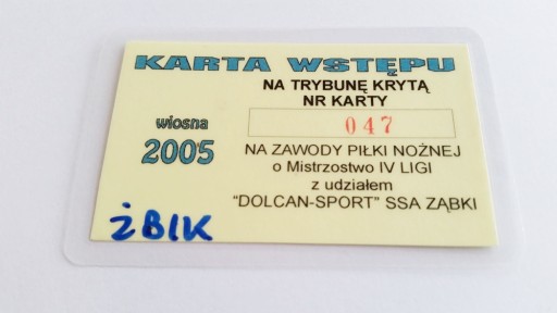 DOLCAN Ząbki - ŻBIK Nasielsk 2005 квиток