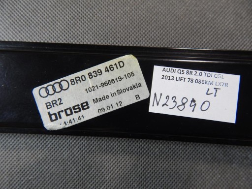 AUDI Q5 8R mechanism windows left rear part 8R0839461D