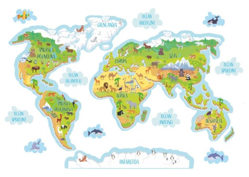 mapa swiata dla dzieci Naklejka mapy mapa świata dla dzieci na ścianę 300 7676863751 