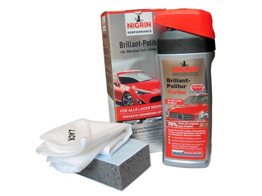 NIGRIN Бриллиантовая политура + ткань + губка 500 мл
