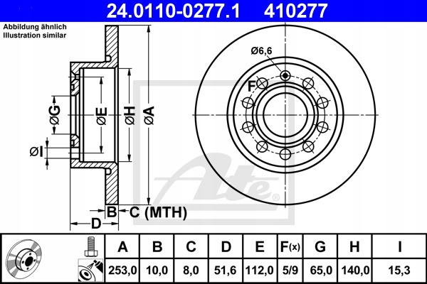 DISQUES SABOTS DE FREIN ATE ARRIÈRE - VW GOLF VI JETTA IV 253MM photo 2 - milautoparts-fr.ukrlive.com