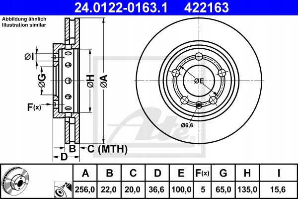 DISQUES SABOTS DE FREIN ATE ARRIÈRE - VW NOUVEAU BEETLE 256MM photo 2 - milautoparts-fr.ukrlive.com