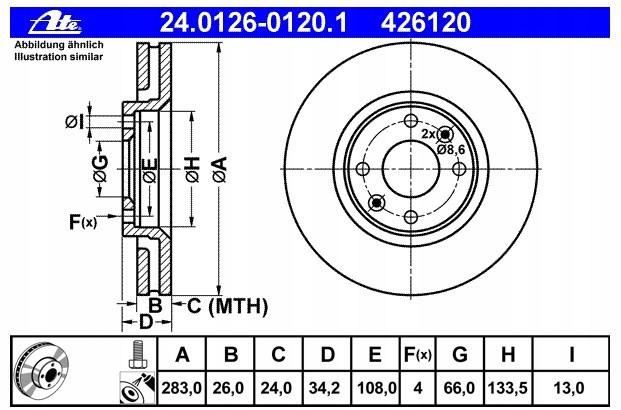 DISQUE DE FREIN CITROEN P. C5/XSAR + ATE 13.0460-7229.2 COMPLET DE SABOTS DE FREIN HAMULCOWYCH, FREINS TARCZOWE photo 3 - milautoparts-fr.ukrlive.com