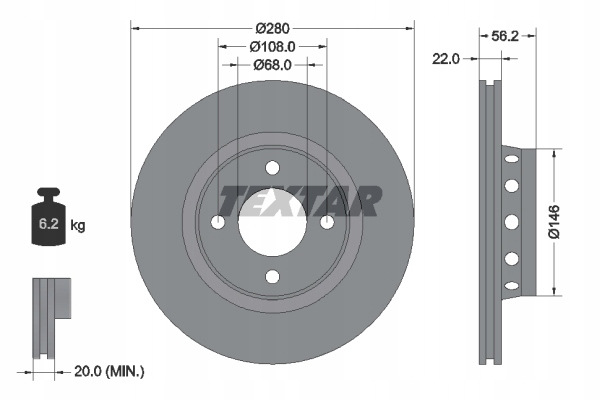 DISCS PADS TEXTAR FRONT AUDI 80 B4 280MM WENT. photo 2 - milautoparts-fr.ukrlive.com