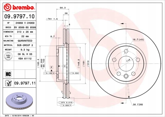 DISCS PADS BREMBO FRONT - SEAT ALHAMBRA 313MM photo 2 - milautoparts-fr.ukrlive.com