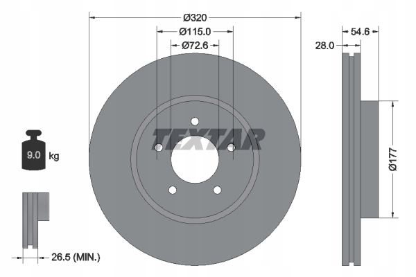 DISQUES TEXTAR AVANT - CHRYSLER 300C 320MM photo 2 - milautoparts-fr.ukrlive.com