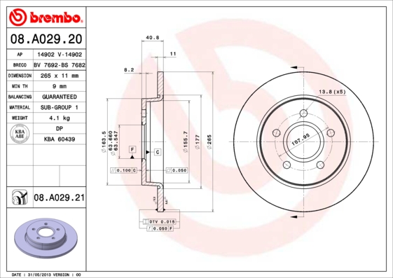 DISCS PADS BREMBO REAR - FORD FOCUS MK2 265MM photo 2 - milautoparts-fr.ukrlive.com