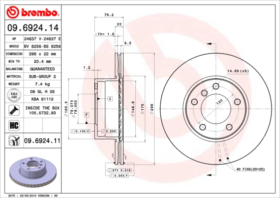 DISQUES I SABOTS DE FREIN BREMBO AVANT BMW 5 E39 296MM photo 2 - milautoparts-fr.ukrlive.com