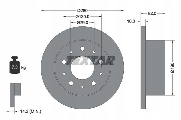 2× TEXTAR 92116203 DISQUE DE FREIN + SABOTS DE FREIN DE FREIN TEXTAR 2446501 photo 2 - milautoparts-fr.ukrlive.com