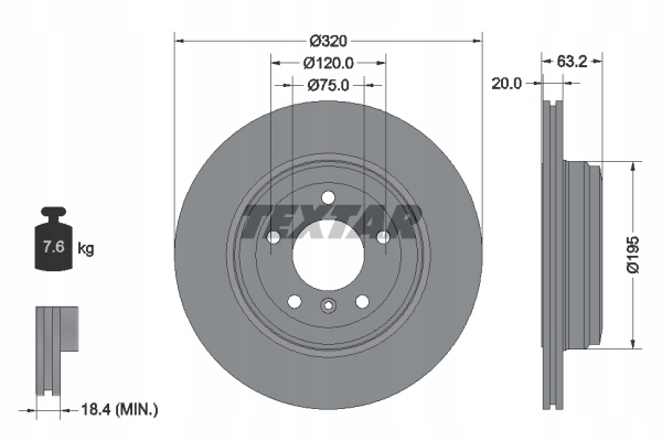 DISQUES TEXTAR ARRIÈRE - BMW 6 E63, E64 320MM photo 2 - milautoparts-fr.ukrlive.com