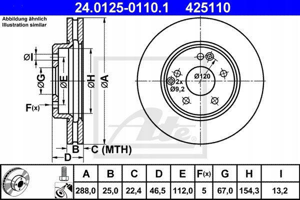 DISQUES SABOTS DE FREIN AVANT ATE - MERC. CLASSE C W203 288MM photo 2 - milautoparts-fr.ukrlive.com