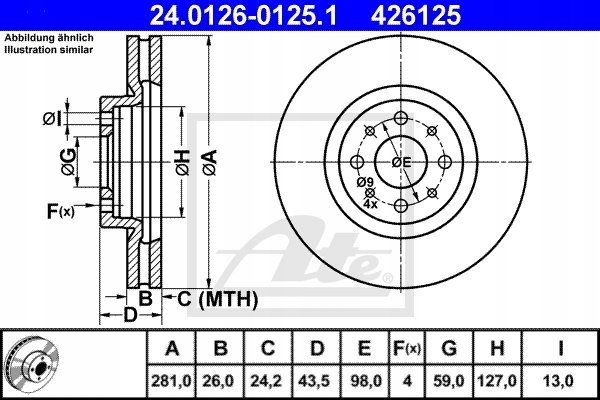 DISQUES SABOTS DE FREIN ATE AVANT - ALFA MITO 281MM photo 2 - milautoparts-fr.ukrlive.com