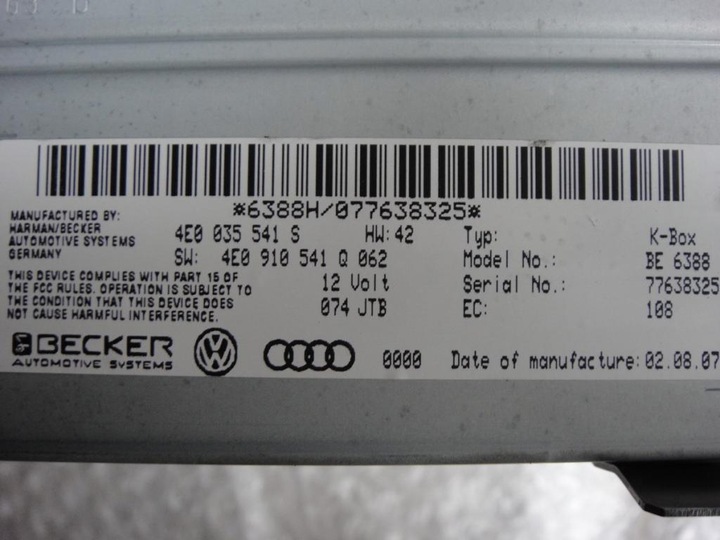 AUDI A6 C6 A8 D3 Q7 4L0 2G TUNER RADIO 4E0035541 AVEC photo 2 - milautoparts-fr.ukrlive.com