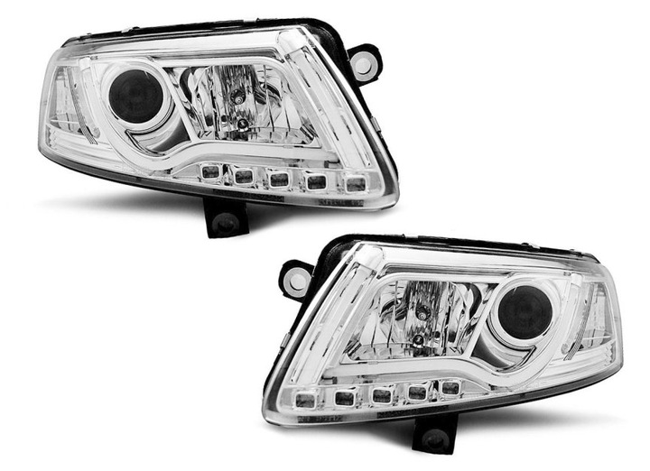 LAMPS FRONT AUDI A6 C6 CHROME LED TUBE DIODOWE photo 2 - milautoparts-fr.ukrlive.com