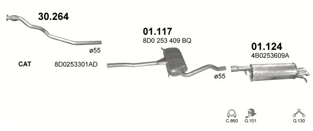 CATALYSEUR AUDI A4 A6 SUBSTITUT 30.264