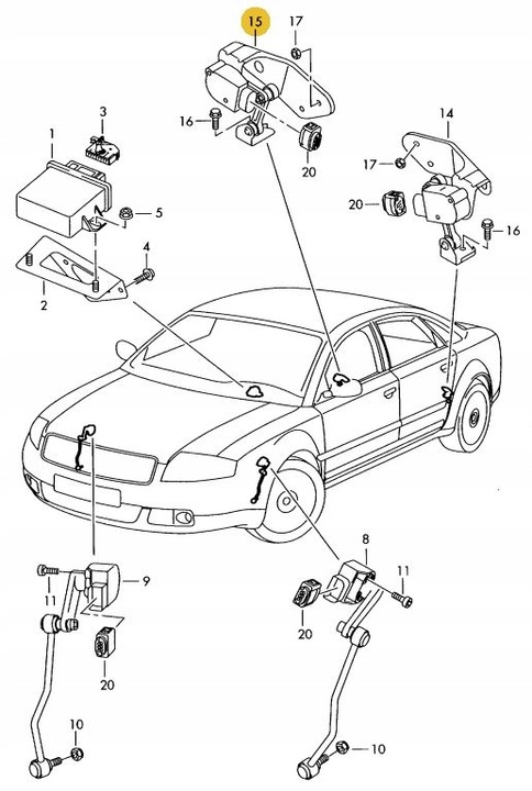 SENSOR LEVEL ADJUSTMENTS SUSPENSION AUDI A8 D3 PHAETON RIGHT REAR ORIGINAL photo 2 - milautoparts-fr.ukrlive.com