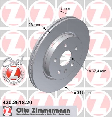 ZIMMERMANN DISCS T OPEL INSIGNIA A SAAB 9-5 315MM photo 2 - milautoparts-fr.ukrlive.com