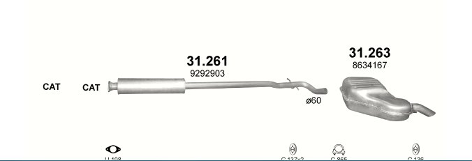 SILENCER END VOLVO V70 S60 31.263 photo 3 - milautoparts-fr.ukrlive.com