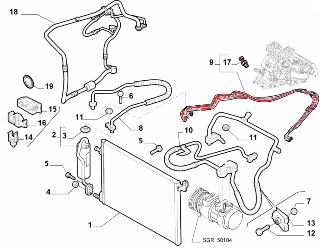 фото №1, Fiat croma 2,4 jtd шланг труба кондиционера 784