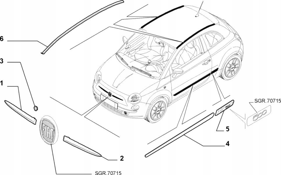 фото №6, Молдинг бічна декоративна крила заднього fiat 500
