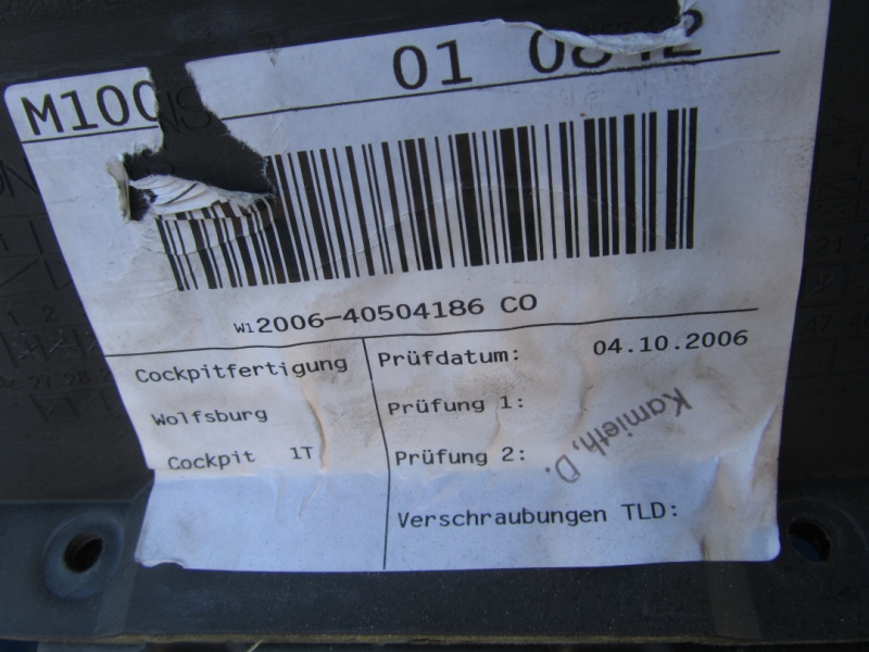 фото №13, Панель приладів приладова консоль vw touran i